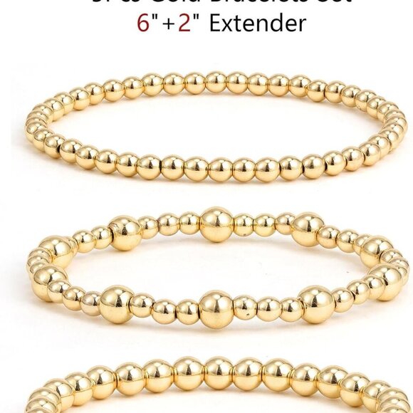 Gold Bracelets Set Women 14K Gold Plated Stackable Dainty Chain Jewelry - Picture 5 of 7